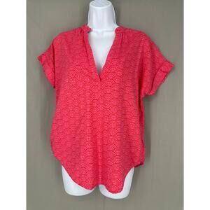 Michelle McDowell Top Womens Small Pink V Neck Flowy Boho Short Sleeve